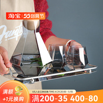 Sheri modern minimalist water cup glass cold water kettle suit Living room tea tea Kettle Juice Pot with tray Water
