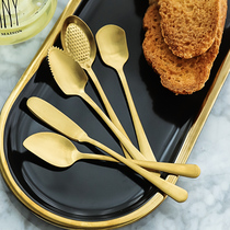 Sheri Creativity Cute 304 Stainless Steel Gilded Spoon Home Baby Ice Cream Spoon Coffee Spoon Butter Smear