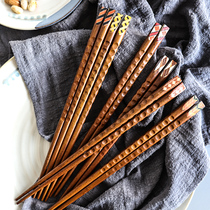 Sheri handmade psychem-coloured applique with turtle-style solid wood pointed chopstick iron wood nail chopstick chopsticks domestic cutlery