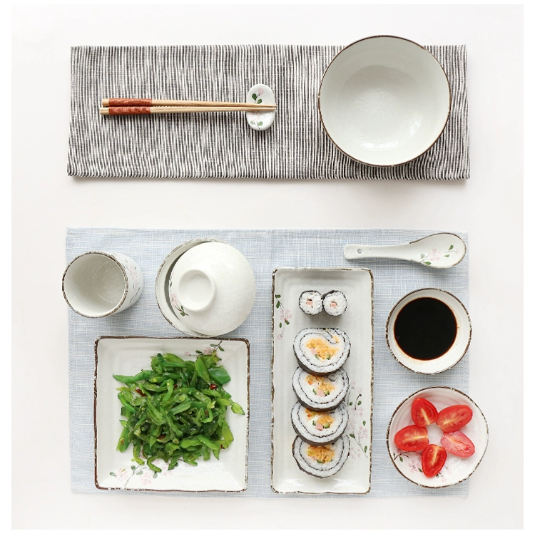 Suri tuyết phong cách Nhật Bản anh đào gốm sứ bộ đồ ăn bát cơm bát bát đĩa món ăn đĩa đĩa đũa giá ramen bát