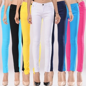 2024 Spring New Candy Color Casual Pants Women's Korean Style Tight Foot Pants Slim Pencil Pants Long Pants