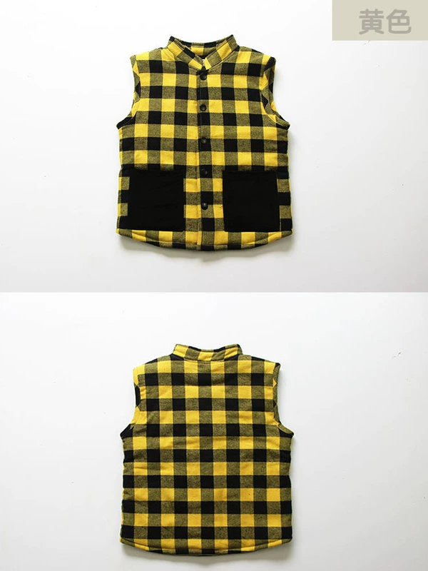 Áo cotton cho bé trai mùa đông bé gái và bé gái cotton cotton kẻ sọc đứng cổ áo trẻ em mặc áo khoác vest dày áo gile thu đông cho bé trai
