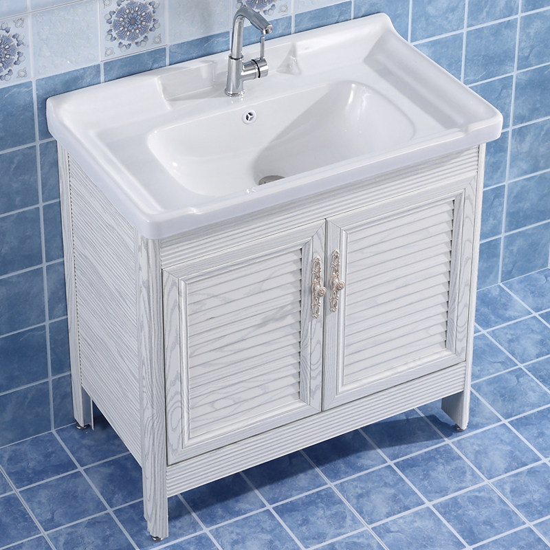 Floor-standing hand basin cabinet combination space aluminum toilet washbasin small apartment bathroom cabinet wash table pool simple