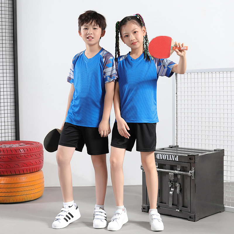 Children's table tennis clothes feather team clothes training clothes boys speed dry jerseys short sleeves girl custom sports suit-Taobao