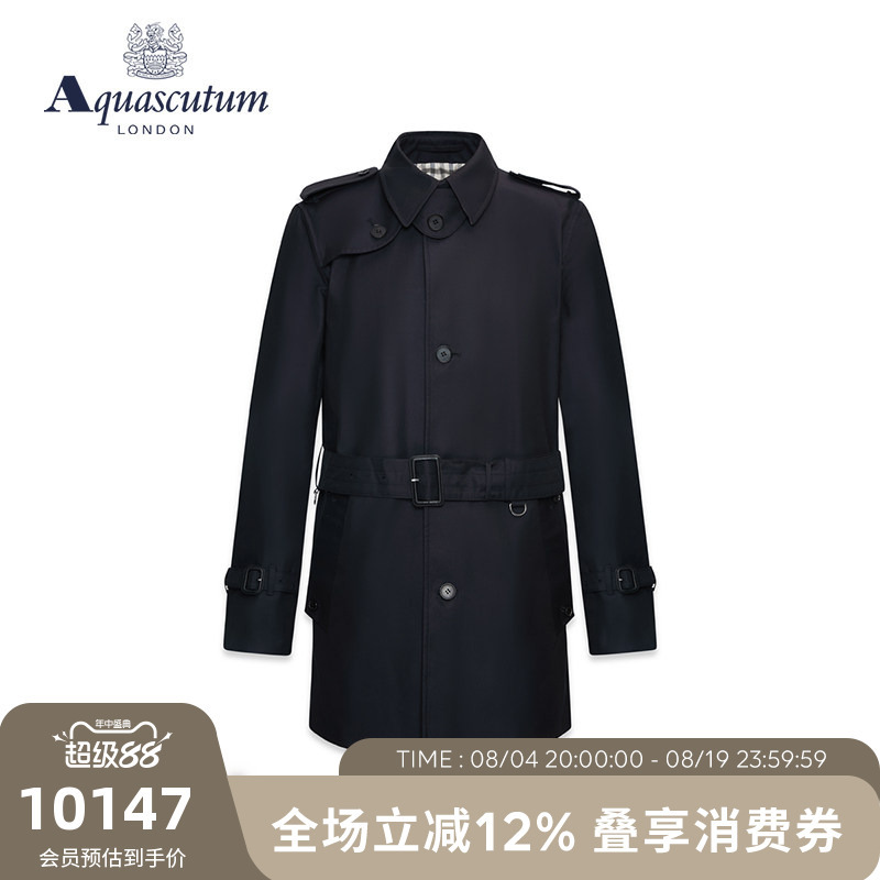 Aquascutum/Yageshidan Spring and Summer New Men's Mid-Length Trench Coat Q4901Em011 Aquascutum/Yageshidan Spring and Summer New Men's Mid-Length Trench Coat Q4901Em011