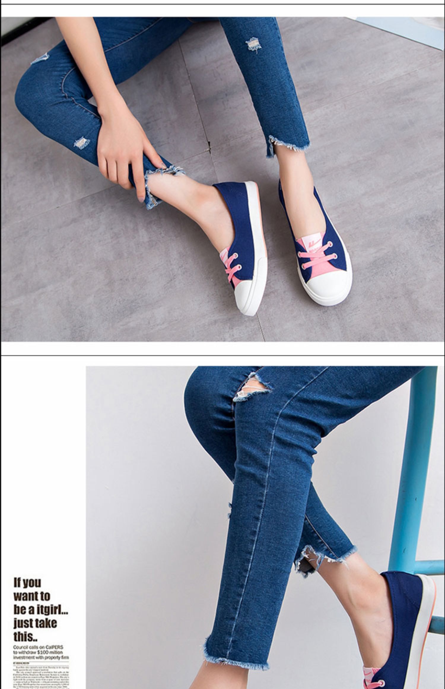 Kéo lại giày vải Giày nữ phiên bản Hàn Quốc của giày đơn học sinh giày đế bằng mùa hè giày lười sọc giản dị một đôi giày đạp - Plimsolls giày nữ thể thao