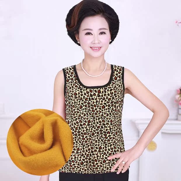 Phụ nữ trung niên mùa thu và mùa đông đồ lót vest vest Người mẹ trung niên mặc ấm cộng với áo thun nhung nhung hàng đầu đồ nữ