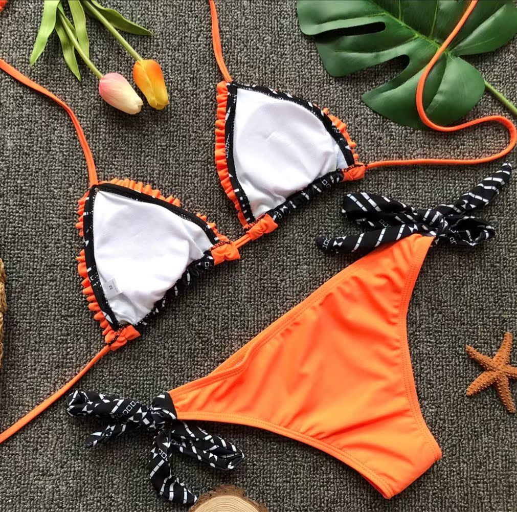 2018 mẫu mới bùng nổ AliExpress khâu xù chia bikini gợi cảm áo tắm thời trang BIKINI - Bikinis áo tắm đẹp 2021