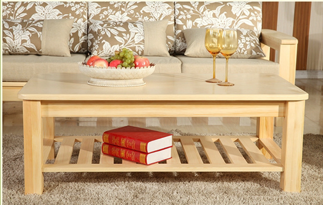 Solid wood tea table log pine wood minimalist modern living room small family style Chinese tea table creative rectangle