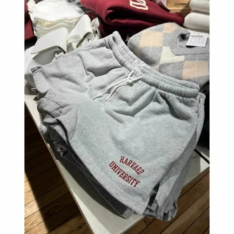Brandy Girl New Gray Letter Embroidered Drawstring Shorts for Women Bm Student Casual Sports Pants Hot Pants Summer