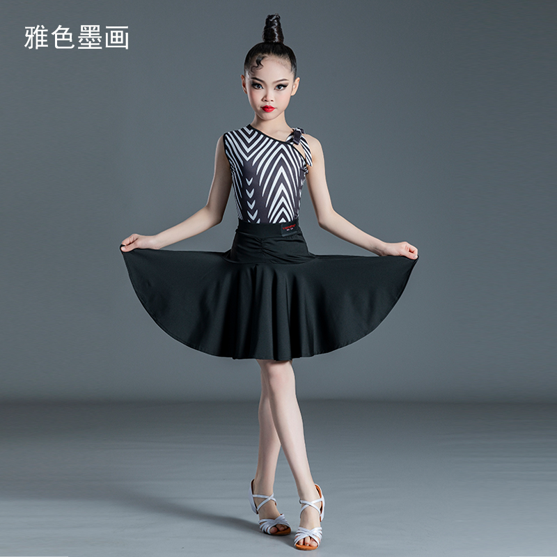 New children's Latin dance dress girls practice clothes professional training dance clothes two-piece suspender skirt performance competition clothes