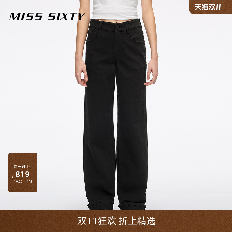 Miss Sixty2026 Winter Jeans for Women, Mid-Waist, Cotton, Slimming, Casual, Versatile, Long Straight-Leg Pants