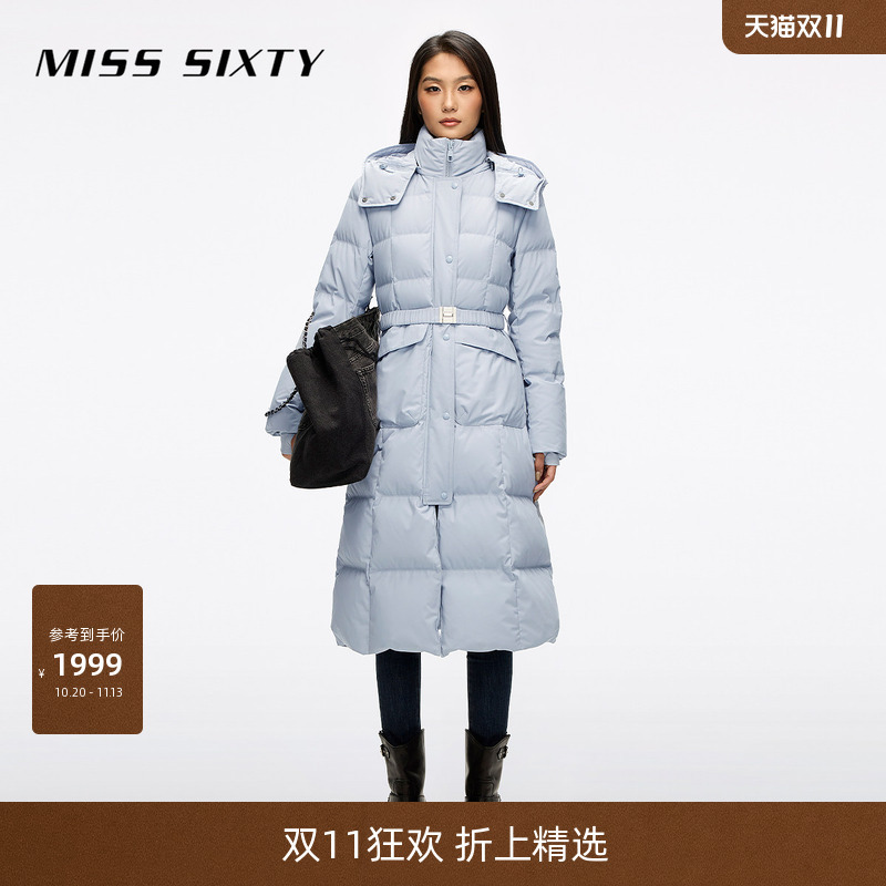 [90% Goose down] Miss Sixty 2026 Winter Women's Elegant down Jacket Coat with Detachable Hood and Belt