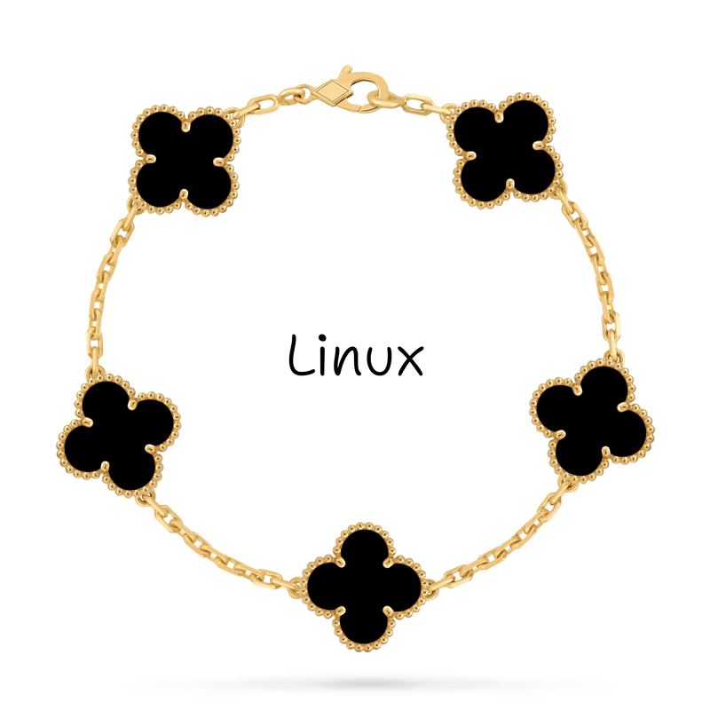Linux V Gold High-End Luxury Chain Black Onyx Power Confidence Four-Leaf Clover Bracelet Energy Five Flowers Linux V Gold High-End Luxury Chain Black Onyx Power Confidence Four-Leaf Clover Bracelet Energy Five Flowers