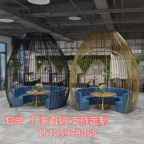 Wrought iron super large birdcage outdoor hotel giant restaurant Birdcage card seat cafe decoration large bird cage seat