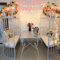 European wrought iron birdcage seat restaurant semi-round Birdcage balcony deck outdoor wedding photography single double sofa chair