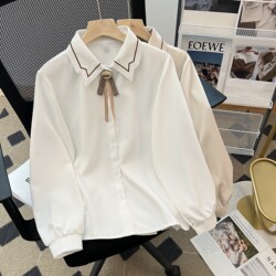 Student College Style Long-Sleeved Shirt for Women 2025 Autumn and Winter New Style Girl's Top Petite High-End Shirt