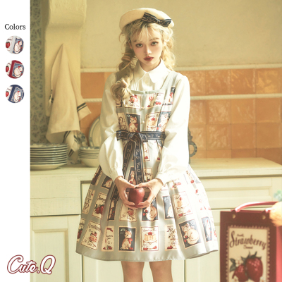 taobao agent Strawberry, stamps, retro dress, Lolita OP, Lolita Jsk, cat, Lolita style