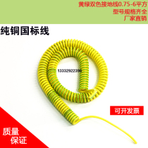  Yellow-green spring wire two-color spiral wire 1 5 2 5 square ground wire terminal elastic wire Wear-resistant tensile PU