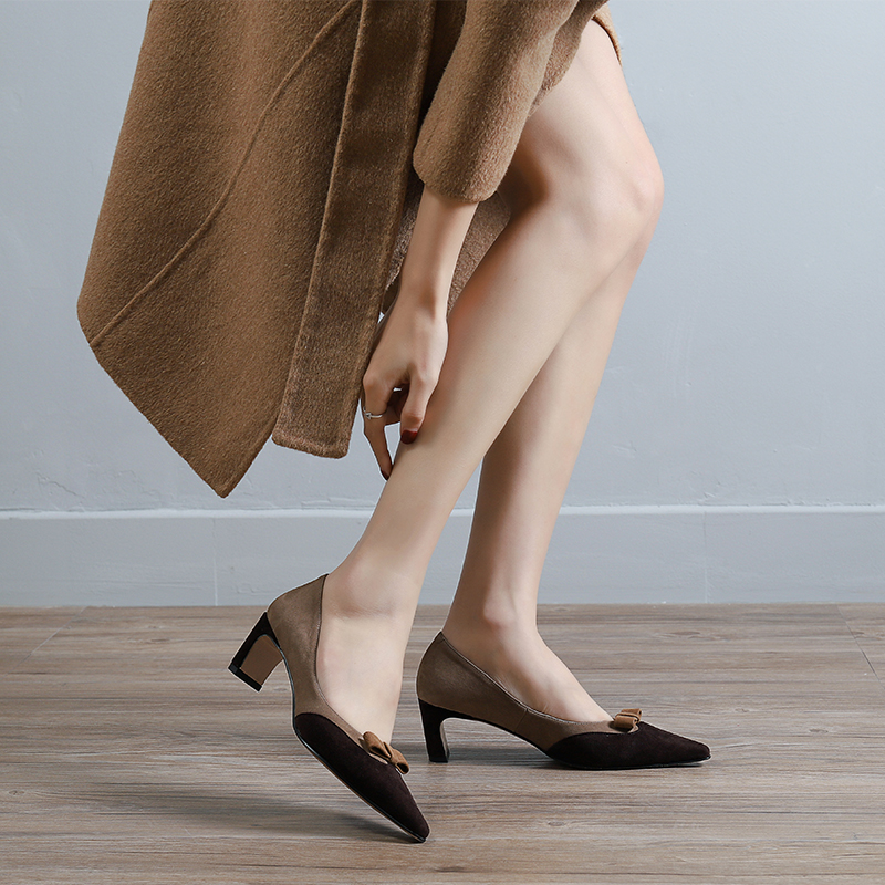 Super good looking retro single shoe small crowd with personality net red recommended butterfly knot net red high heel shoes