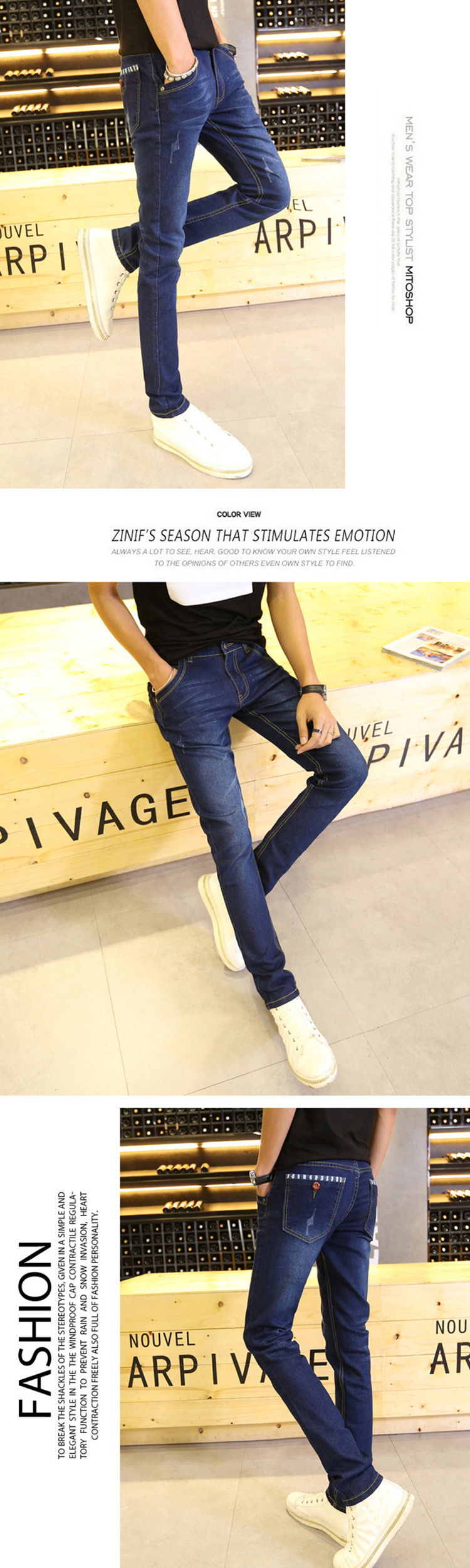 Jeans pour adolescent pieds Slim pour Quatre saisons - Ref 1466785 Image 13