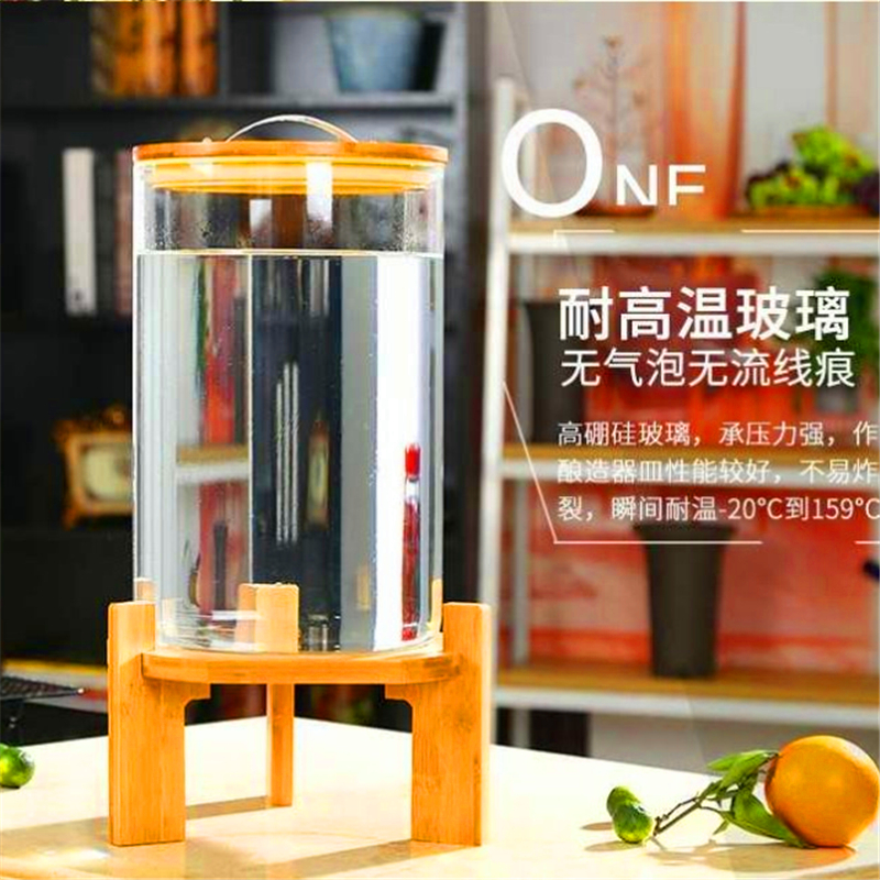 High temperature resistant glass bubble wine bottle with faucet green plum grape brewing jar Special beer cola bucket sealed can household