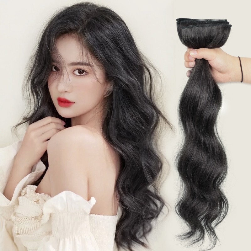 女性用ウィッグピース シームレス リアルヘアエクステンション ヘアボリュームウィッグ フルヒューマンヘア ふわふわパッド 3ピース カーリーヘア