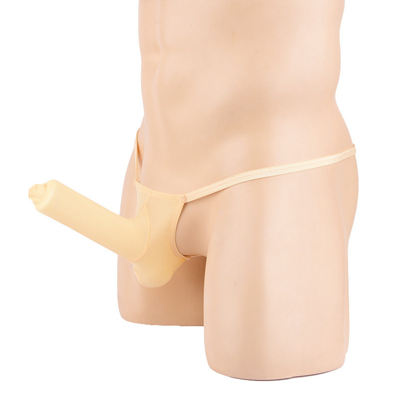 Underpants men's elephant pants thong men's belt JJ set ice silk thong sexy perspective lace-up bullet separation fun pants