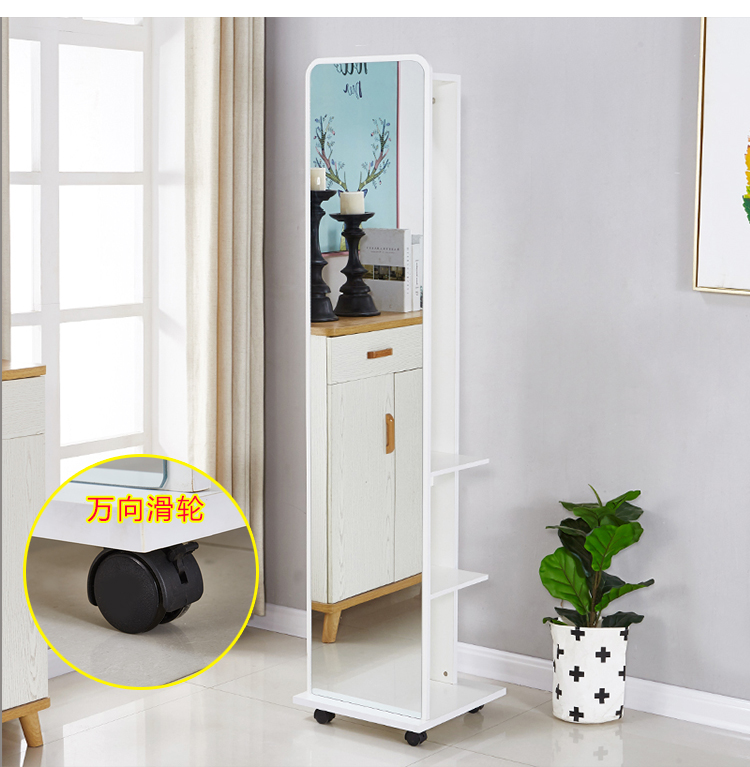 Gương trang điểm gương toàn chiều dài gương nữ sàn lớn ký túc xá sinh viên nhà đặc biệt di động xoay đa chức năng âm thanh nổi gương - Gương gương ốp tường