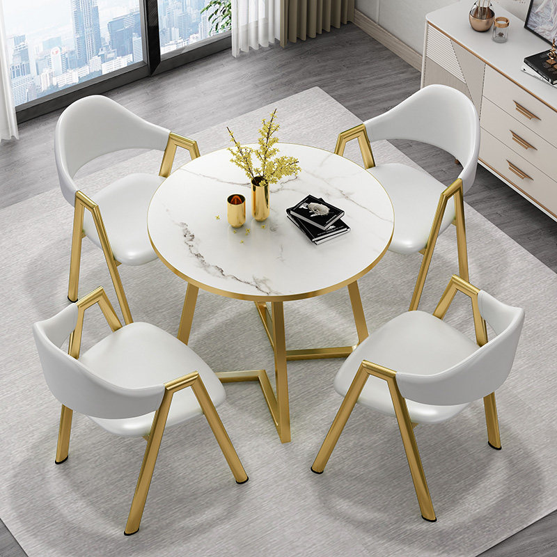 Light luxury round table to negotiate tables and chairs combination of simple and fresh milk tea shop café casual balcony simple dining table