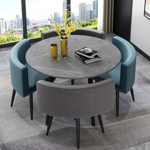 Light extravagant advanced grey rock plate table in talks to receive table and chairs Domestic sales office net red casual marble small round table