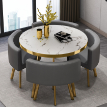 Nordic simple marble pattern negotiation table and chair combination Light luxury sales office reception reception Leisure small round table dining table