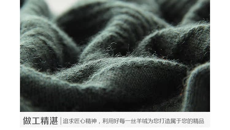 Áo len cashmere nam dày cổ tròn xoắn mùa thu và mùa đông áo len màu ngắn áo có cổ