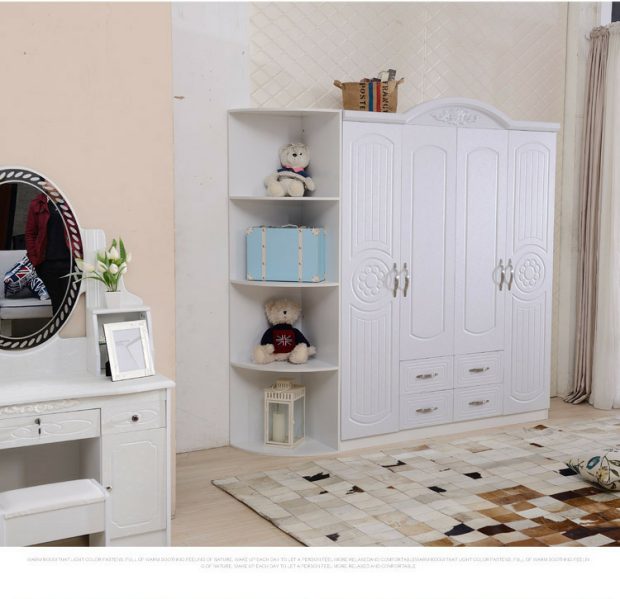 Bảng điều khiển đơn giản Phòng ngủ Suite 1,8m Giường đôi Tủ quần áo bốn cửa Tủ quần áo hoàn chỉnh Bộ bàn ghế đặc biệt giường