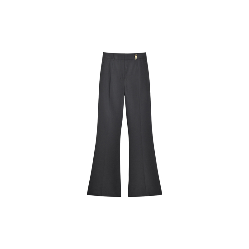 Quyang Ange Sunny【Lusi's Style Wool Flared Trousers】Horsebit Buckle Flared Trousers