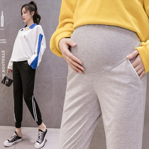 Pregnant pants Spring wear nine-point leggings tide mom fashion all-match belly pants spring and autumn casual sweatpants