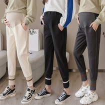 Maternity pants Spring and Autumn trousers leggings fashion style trendy mom casual wild woolen drawstring pants
