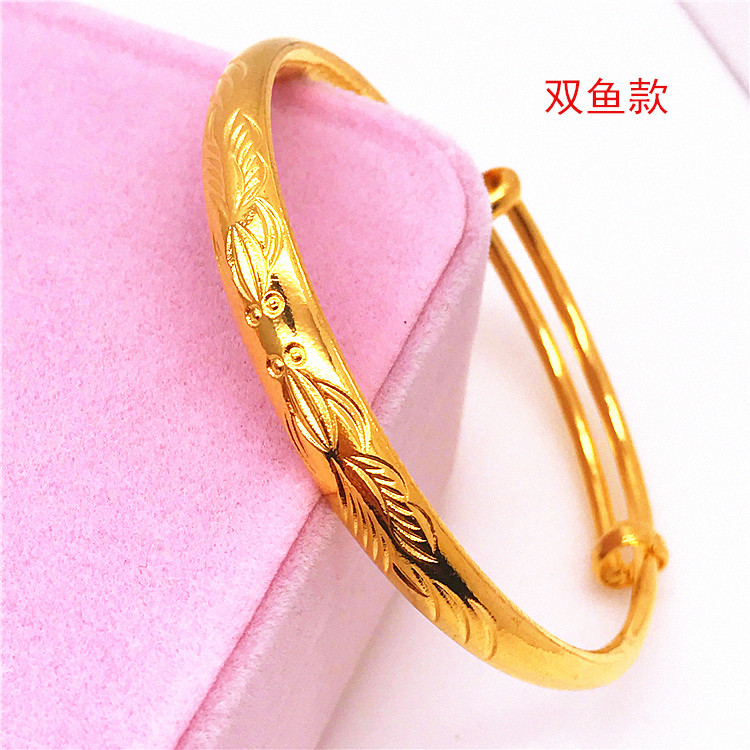 Vòng tay Shajin Việt Nam Phụ nữ Không phai vàng đồng xu vàng trang sức cưới rồng và phượng hoàng Vòng tay mạ vàng mô phỏng vòng tay vàng 18k