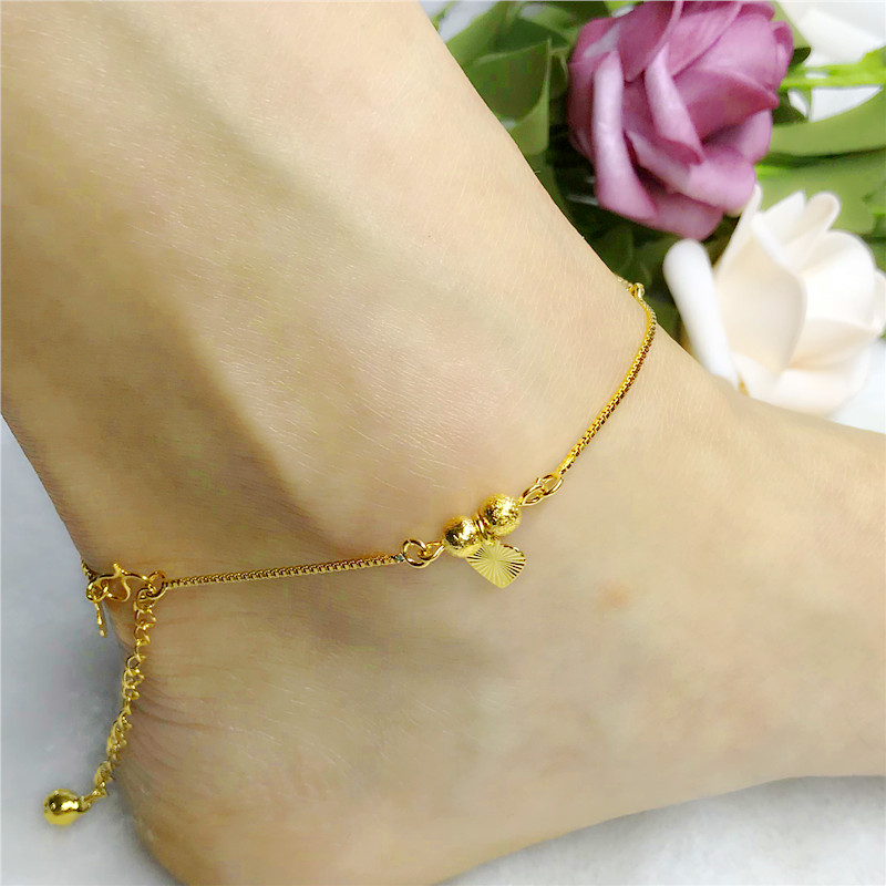 Phiên bản tiếng Hàn của phụ nữ vòng chân mạ vàng trong một thời gian dài không phai màu đơn giản của sinh viên chuyển hạt bắp cải vòng chân giả cát vàng đồng xu trang sức lắc chân đẹp