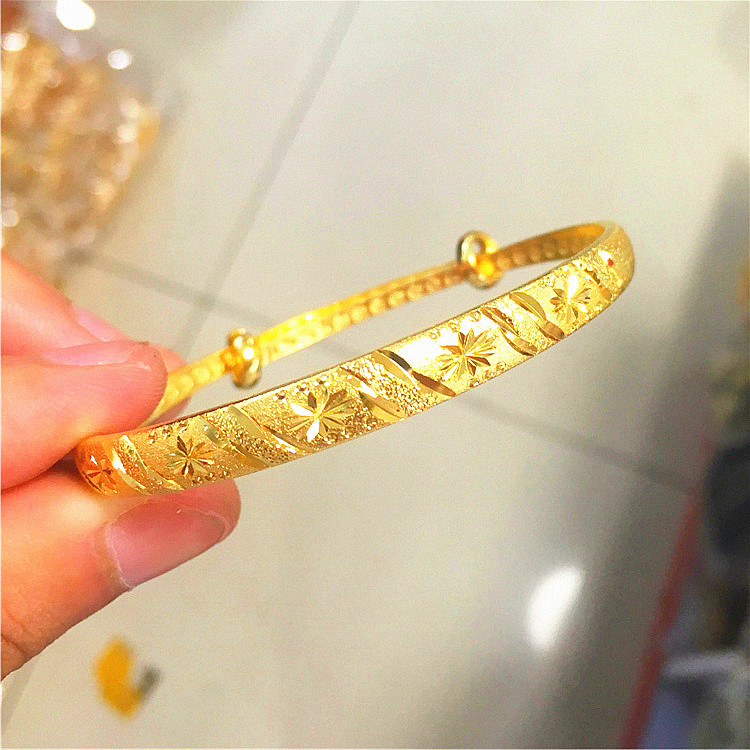 Việt Nam Shajin bangle 3d Hard Gold Mạ K Vàng Trang sức nữ Thời trang Đồng hồ đeo tay vàng Đẩy kéo Trang sức cưới - Vòng đeo tay Cuff vòng tỳ hưu vàng