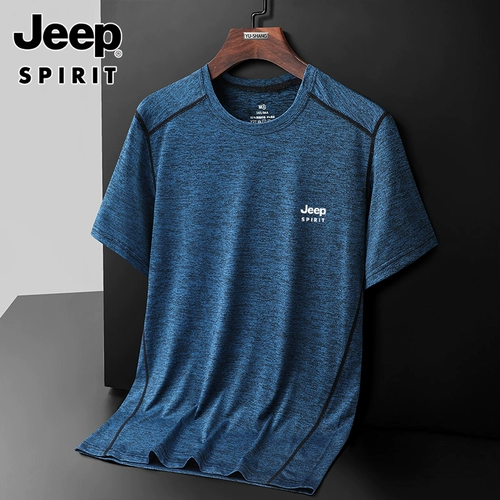 Jeep, мужской быстросохнущий джип, дышащая шелковая спортивная футболка, короткий рукав, быстрое высыхание, оверсайз, впитывает пот и запах, для бега