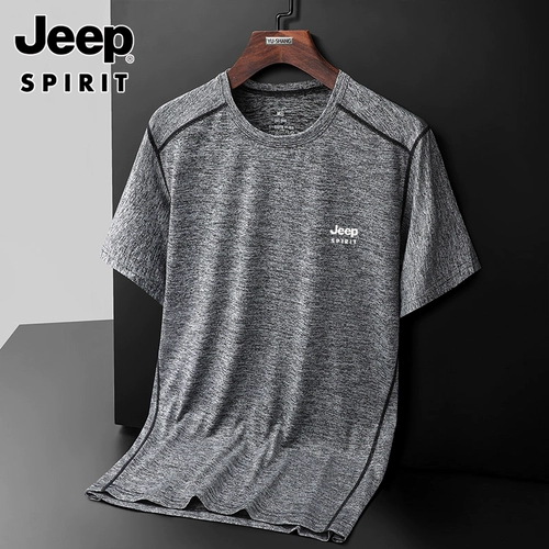 Jeep, мужской быстросохнущий джип, дышащая шелковая спортивная футболка, короткий рукав, быстрое высыхание, оверсайз, впитывает пот и запах, для бега