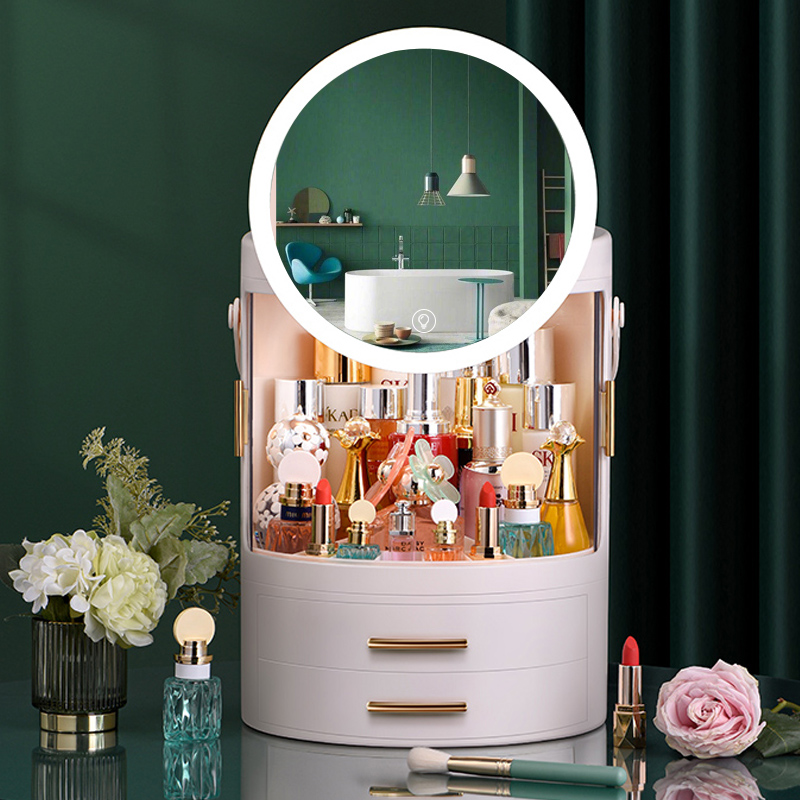 Cosmetic Storage Cartridges Mirror Integrated Tabletop Dust-Proof Makeup Case MAKEUP TABLE ADVANCED SENSATION SKIN-CARE PRODUCTS SHELF