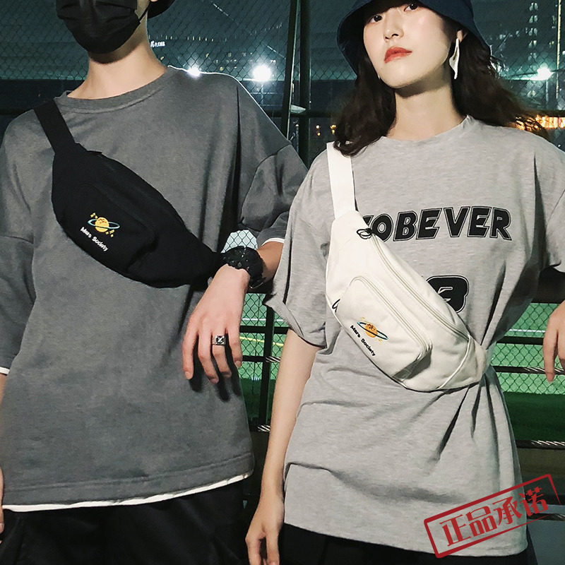 Hong Kong Chauded Slanted Satchel Pins Mini small Shoulder Bag Women Sports Hip Hop Personality Men's Chest Bag Canvas Single Shoulder Bag