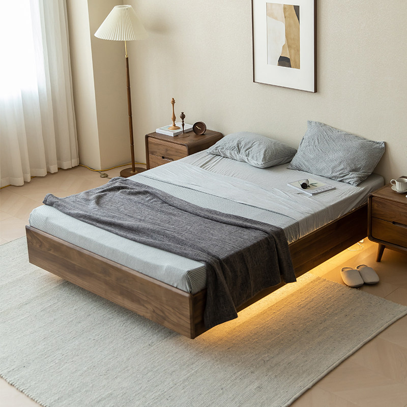 Home wood language solid wood storage bed heightened small apartment box without bedside air pressure bed suspension bed simple and modern