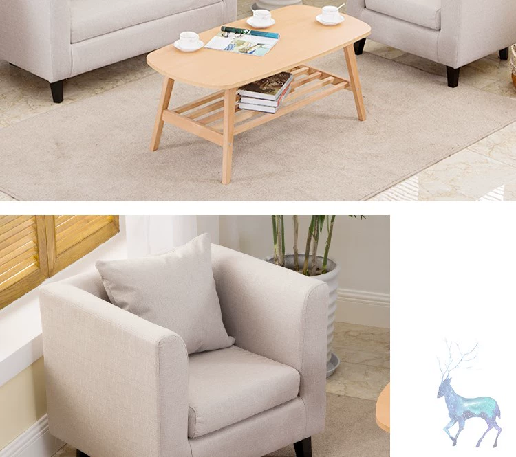 Đơn hoặc kép rắn sofa gỗ ghế sofa vải ghế cafe cafe boong sofa sofa căn hộ nhỏ đơn Bắc Âu - Ghế sô pha giường gấp thành ghế sofa