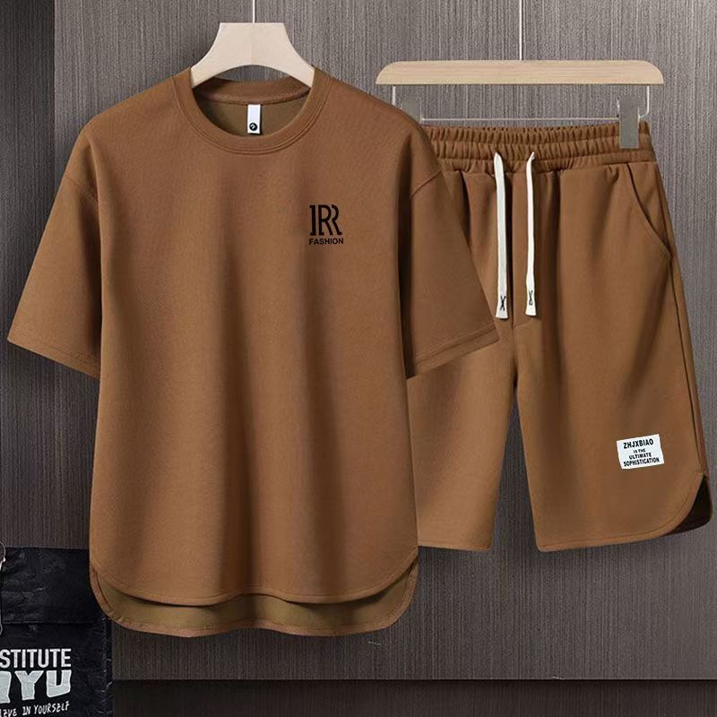 High-End Summer Thin Men's Short-Sleeved Shorts Set, Sports and Leisure Two-Piece Set, Mature, Handsome and Trendy Men's Complete Set