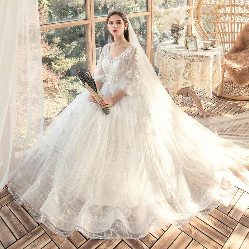 Large size wedding dress 200 catties plus fat, increase fat mm, thick arm meat trailer tail pregnant woman fat bride wedding service woman Large size wedding dress 200 catties plus fat, increase fat mm, thick arm meat trailer tail pregnant woman fat bride wedding service woman
