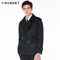 Youjishi British short windbreaker mens double breasted down liner mens windbreaker autumn new weatherproof jacket