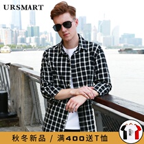 Long sleeve shirt men cotton plaid loose casual Korean mens non-iron shirt youth trend fashion Mens tide